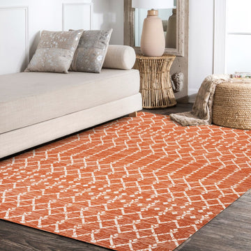 Ourika Moroccan Geometric Textured Weave Indoor/outdoor Rug